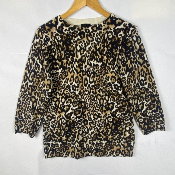 Talbots women's Sz: M pure Cashmere animal print pullover sweater crew neck - Picture 1 of 11